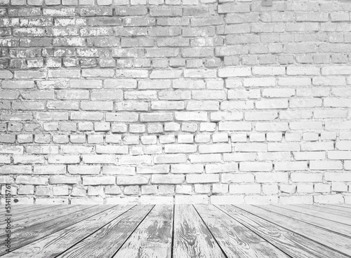 gray interior with brick wall