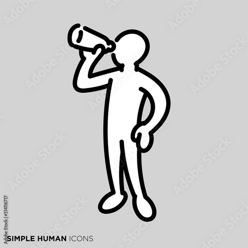 シンプルな人物のポーズイラスト　「水分が足りない人」