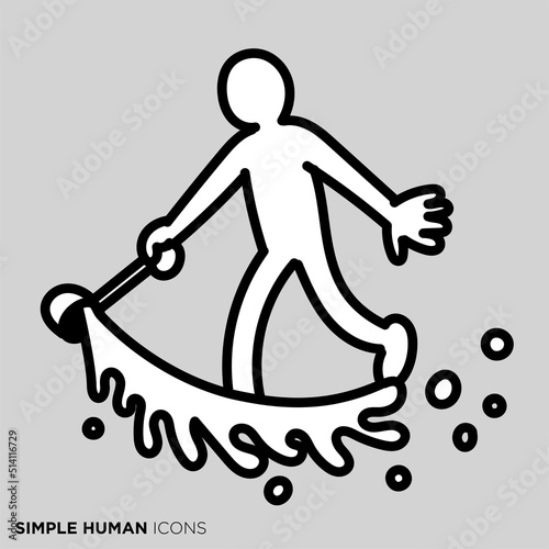 シンプルな人物のポーズイラスト　「打ち水をする人」