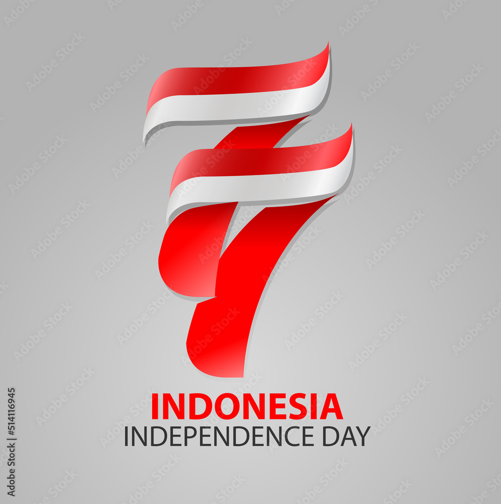 Obraz premium Vector illustration, modified number 77 as an Indonesian independence day symbol.
