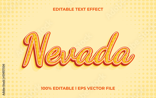 nevada 3d text effect with minimalist theme. yellow typography template for minimalist tittle
