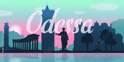 Odessa, Ukraine. Architecture silhouettes for background