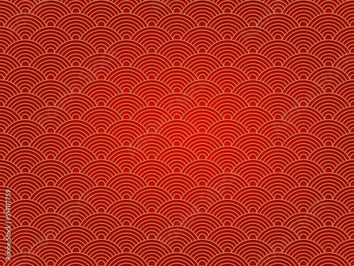 Chinese traditional oriental ornament background, red golden clouds pattern seamless. vector illustration
