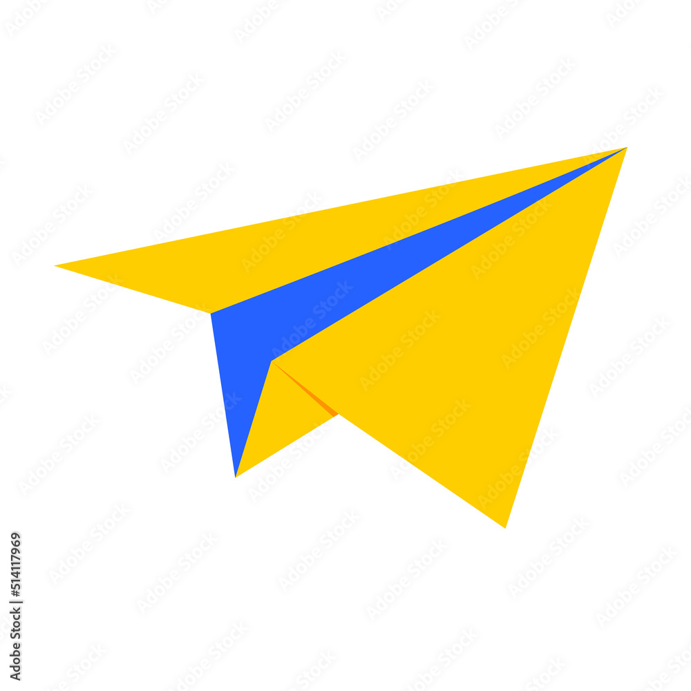 Yellow airplane icon on a white background. A telegram or a paper letter has arrived. Delivery of messages in the application. User interface button for smartphone. Vector illustration Yellow airplane icon on a white background. A telegram or a paper letter has arrived. Delivery of messages in the application. User interface button for smartphone. Vector illustration