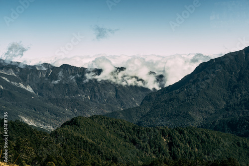 Mountains with Trees and Clouds