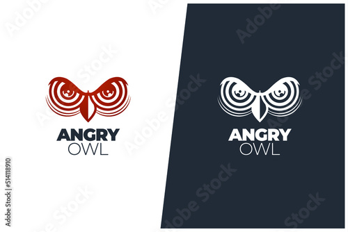 Angry Owl Vision Eyes Wild Animal Vector Logo Smart Concept Design