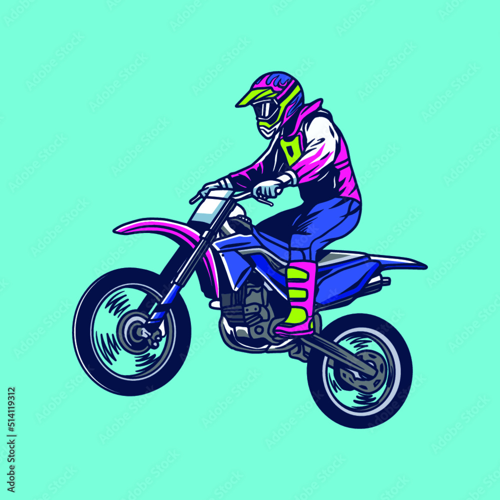 Supermoto Rider Ride a Supermoto Bike Illustration