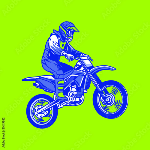 Supermoto Rider Ride a Supermoto Bike Illustration