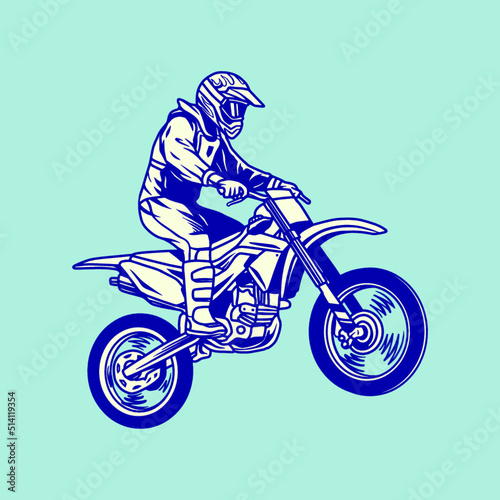 Supermoto Rider Ride a Supermoto Bike Illustration