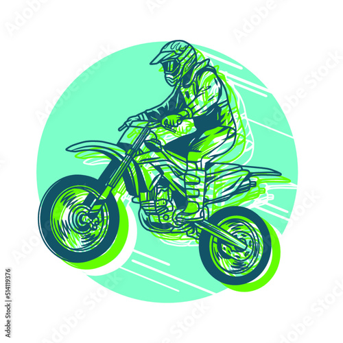 Supermoto Rider Ride a Supermoto Bike Illustration