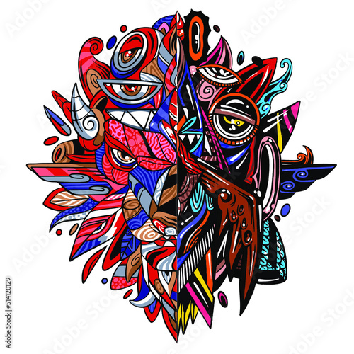 Totem Character Pattern Design Illustration for Print Art, Poster, Flyer and Banner