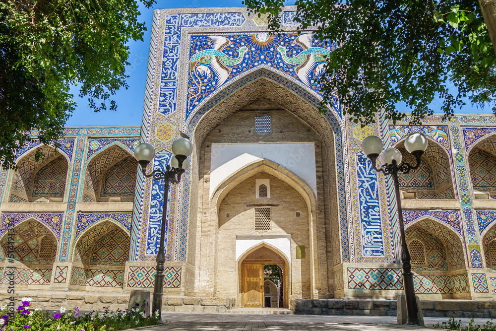 Madrasah Nadir-Divan-Begi in Bukhara, Uzbekistan. Building is made