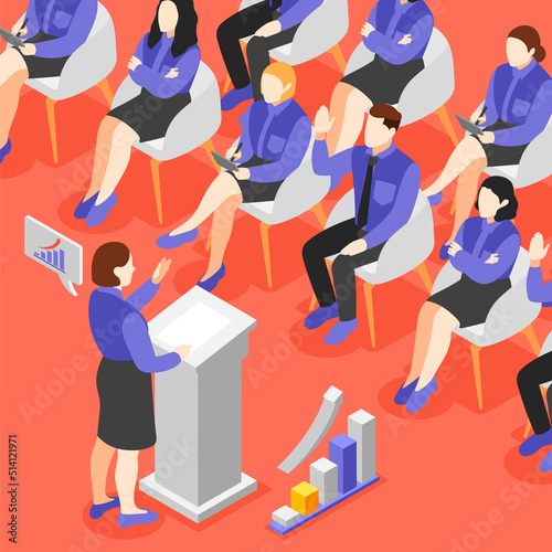 Business Training Isometric Background