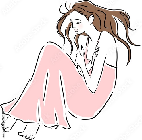自分を抱きしめて眠る女性