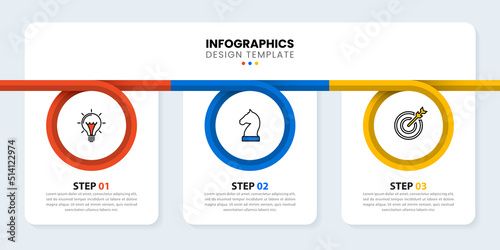 Infographic template. 3 banners connected by circles