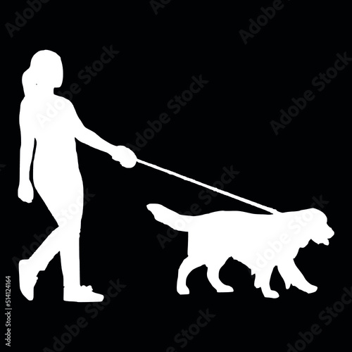 Leinwand Poster Walking Dog Women Modern Premium Designer Vector