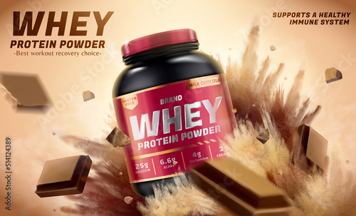 Whey protein powder banner ad photo