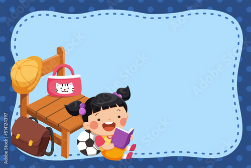 Frame of schoolgirl reading book