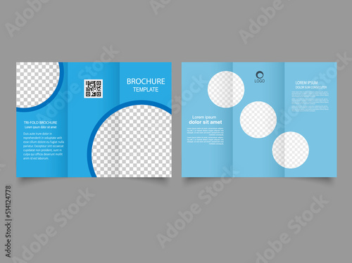 Template triple folding brochure printing and advertising. Flyer with circles.