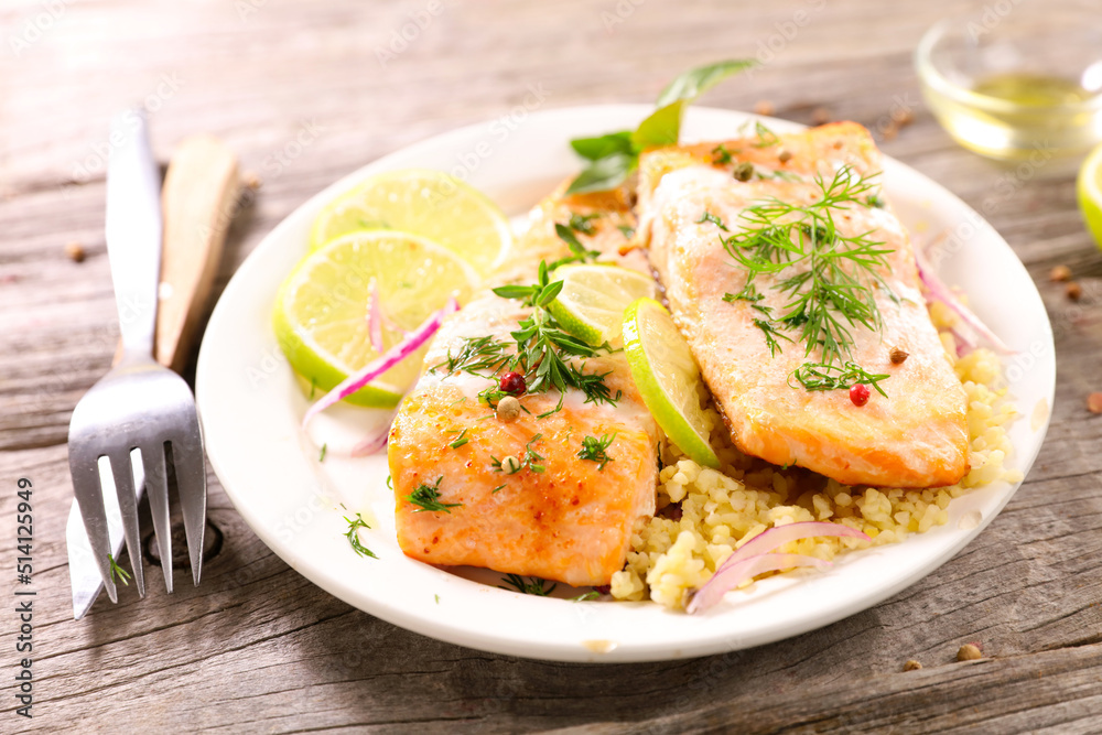 grilled salmon fish fillet with vegetables grilled salmon fish fillet with vegetables
