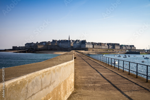 Saint-Malo city view from the lighthouse pier, Brittany, France © daboost