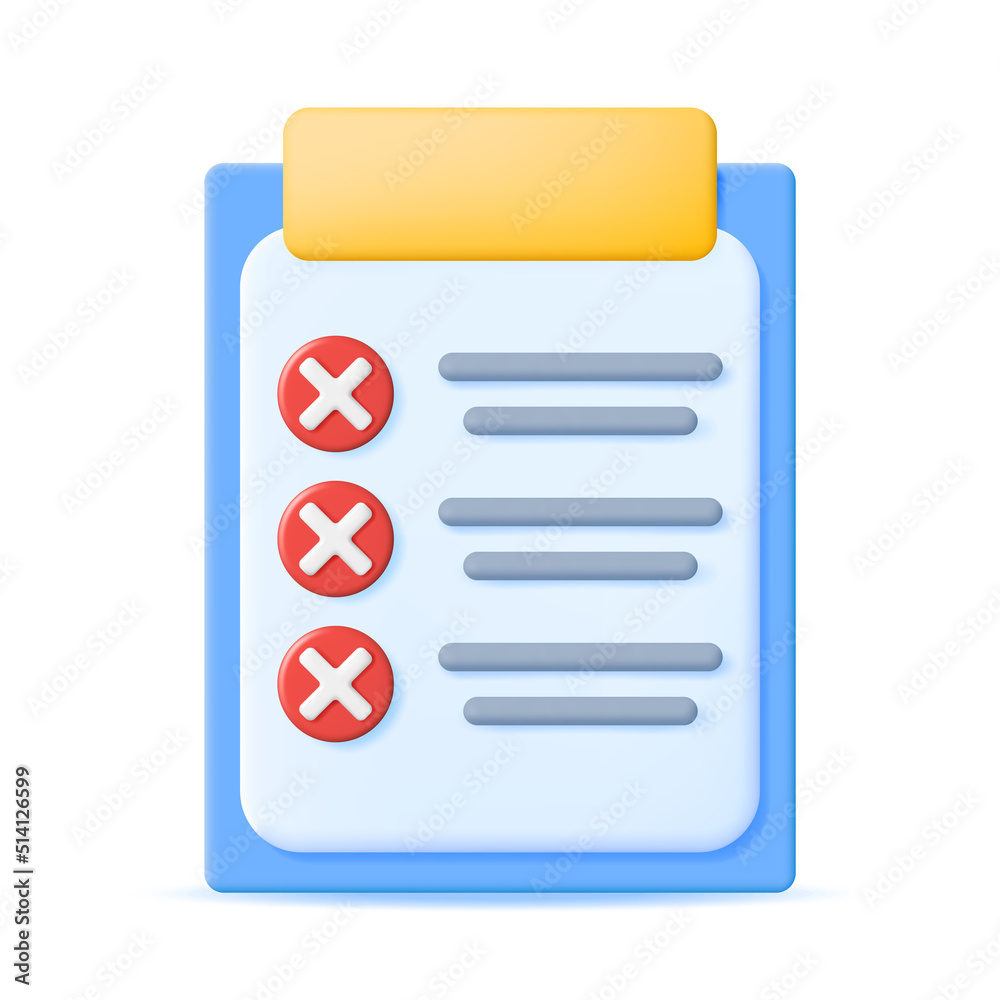 3D Paper Clipboard Holder with Wrong Checklist 3D Paper Clipboard Holder with Wrong Checklist