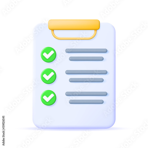 3D Paper Clipboard Holder with Checklist Symbol