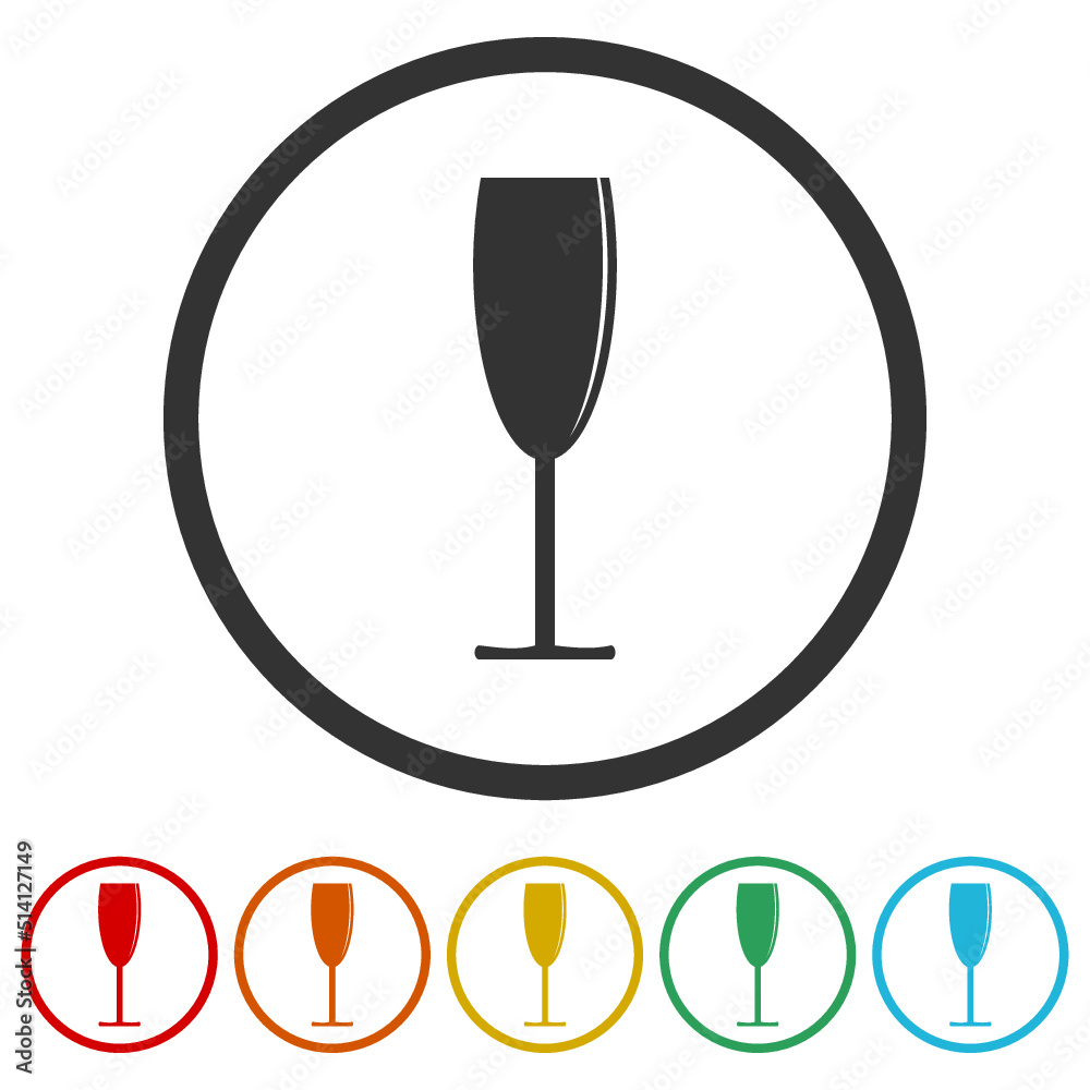 Wine glass icons in color circle buttons Wine glass icons in color circle buttons