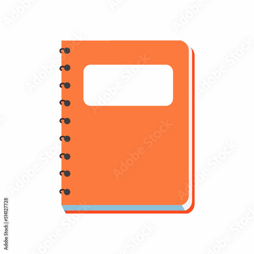 Orange notebook with rings. Notebook. Vector illustration isolated on white background