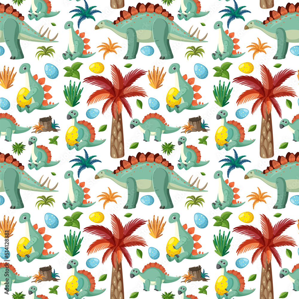 Obraz premium Cute dinosaur seamless pattern