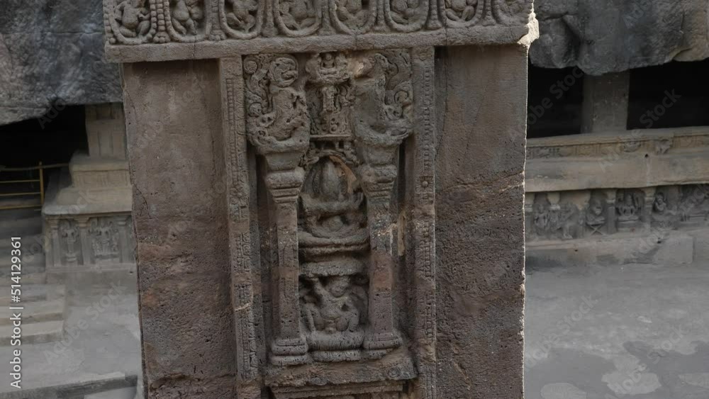 Different designs on the walls of ellora cave in India Different designs on the walls of ellora cave in India