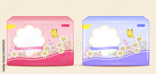 Sanitary pads pack mockup set