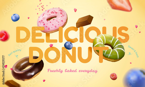 Colorful frosted donuts ad