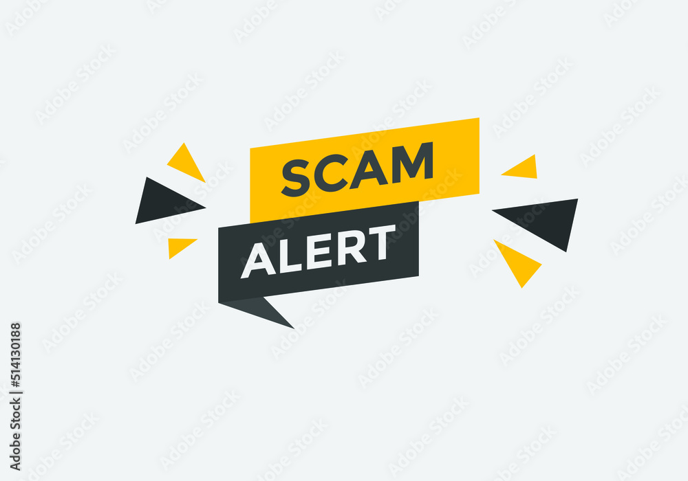 Scam alert text  label sticker. Scam Alert Warning Sign
