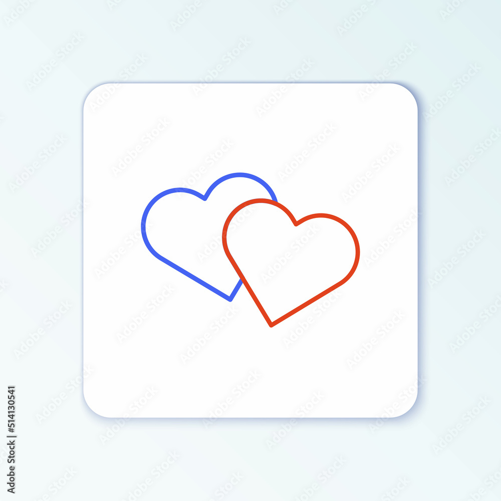 Line Heart icon isolated on white background. Romantic symbol linked, join, passion and wedding. Valentine day symbol. Colorful outline concept. Vector Line Heart icon isolated on white background. Romantic symbol linked, join, passion and wedding. Valentine day symbol. Colorful outline concept. Vector