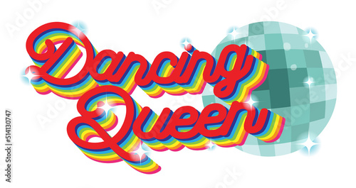 Disco queen with disco ball retro style