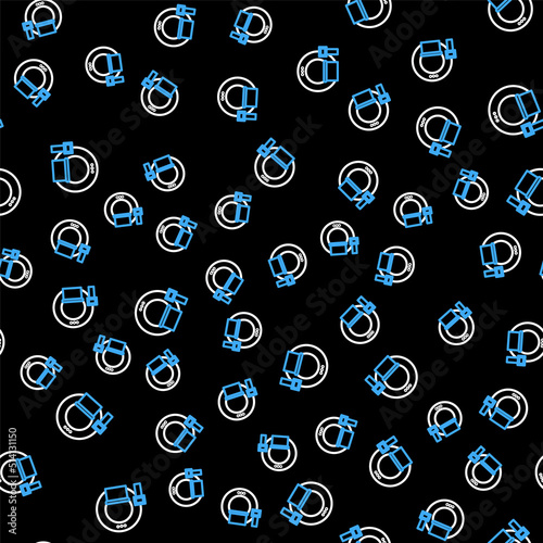 Line Tomography icon isolated seamless pattern on black background. Medical scanner, radiation. Diagnosis, radiology, magnetic resonance therapy. Vector