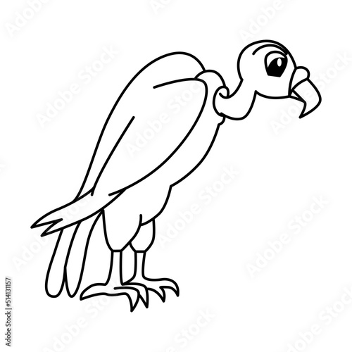 Cute vulture cartoon coloring page illustration vector. For kids coloring book.
