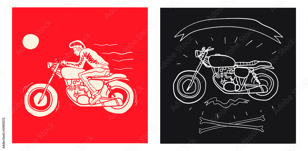 Cafe racer vector silhouette for poster and t-shirt print-01