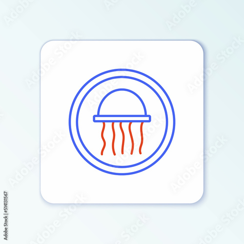 Line Jellyfish on a plate icon isolated on white background. Colorful outline concept. Vector