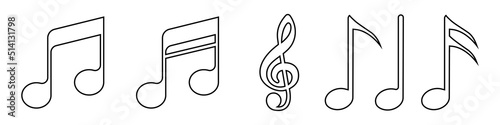 Music notes Vector icon set. note Vector icon. Music illustration collection.