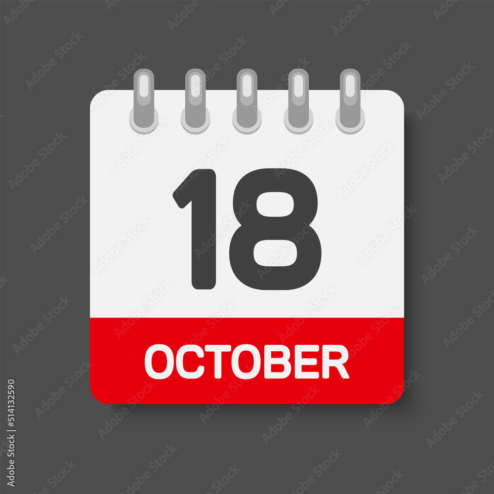 Icon page calendar day 18 October, template date