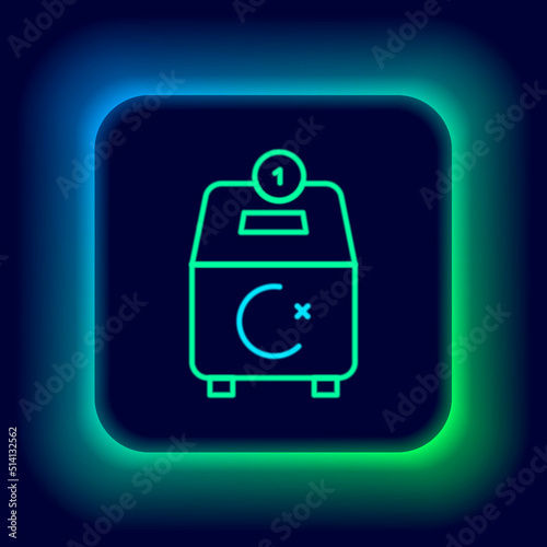 Glowing neon line Donate or pay your zakat as muslim obligatory icon isolated on black background. Muslim charity or alms in ramadan kareem before eid al-fir. Colorful outline concept. Vector