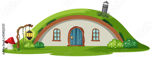 Hobbit house isolated on white background