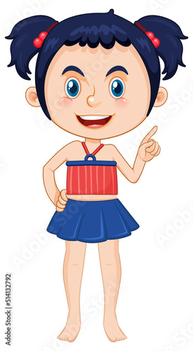 Cute girl cheerleader cartoon character on white background