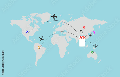 logistics and transportation infographic concept elements online trading