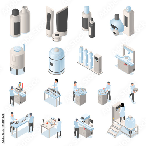 Isometric Cosmetic Production Icons