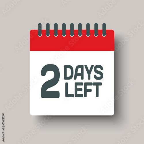 Countdown daily page calendar icon - 2 days left
