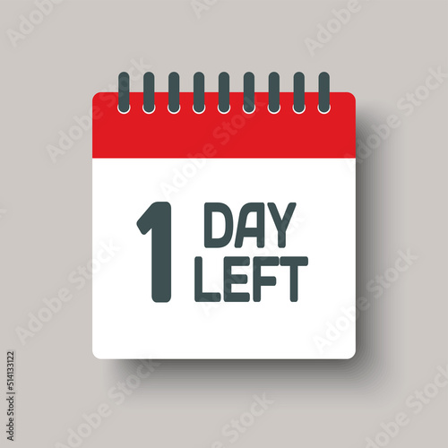 Countdown daily page calendar icon - 1 day left