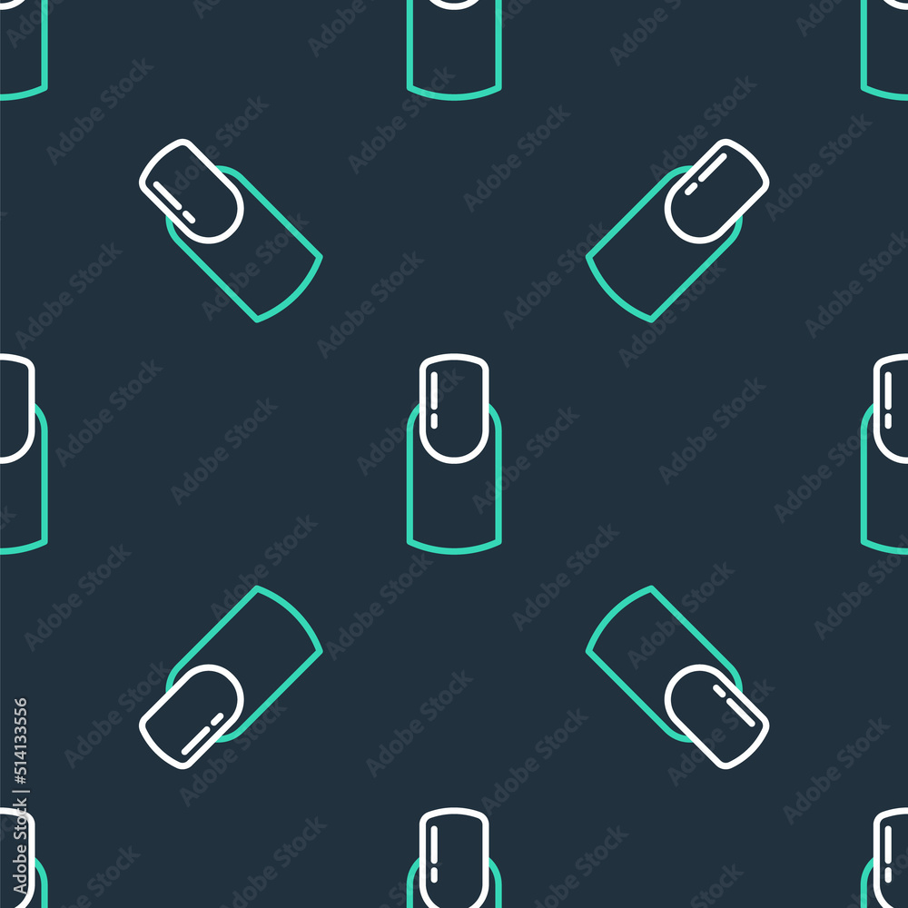 Line Nail manicure icon isolated seamless pattern on black background. Vector Line Nail manicure icon isolated seamless pattern on black background. Vector